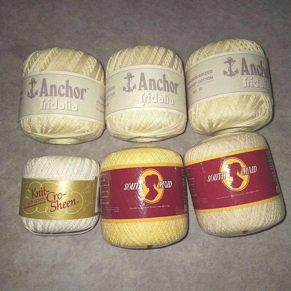 Lot of 6 Crochet Thread South Maid, Anchor Tridalia & Knit Cro Sheen